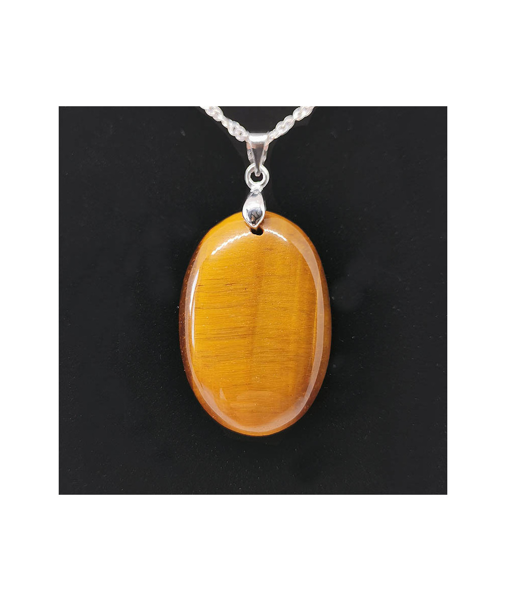 Oeil de tigre - Pendentif bélière Argent