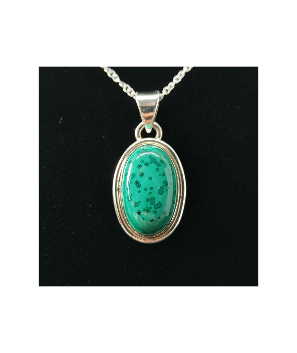 Pendentif Malachite & argent 925 