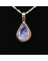 Labradorite Blanche (Arc en Ciel) - Pendentif Serti Argent - Qualité Joaillerie