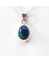 Opale Noire - Pendentif Serti Argent