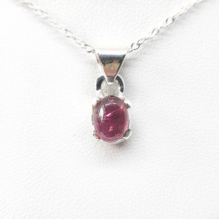 Tourmaline rose ( Rubellite ) - Pendentif Serti Argent