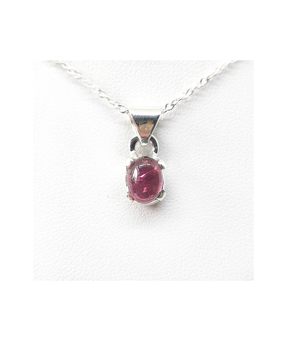 Tourmaline rose ( Rubellite ) - Pendentif Serti Argent