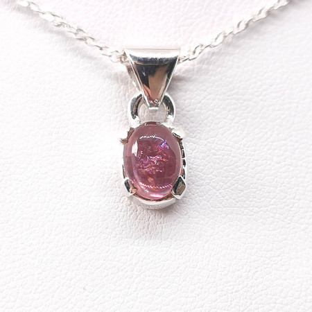 Tourmaline rose ( Rubellite ) - Pendentif Serti Argent