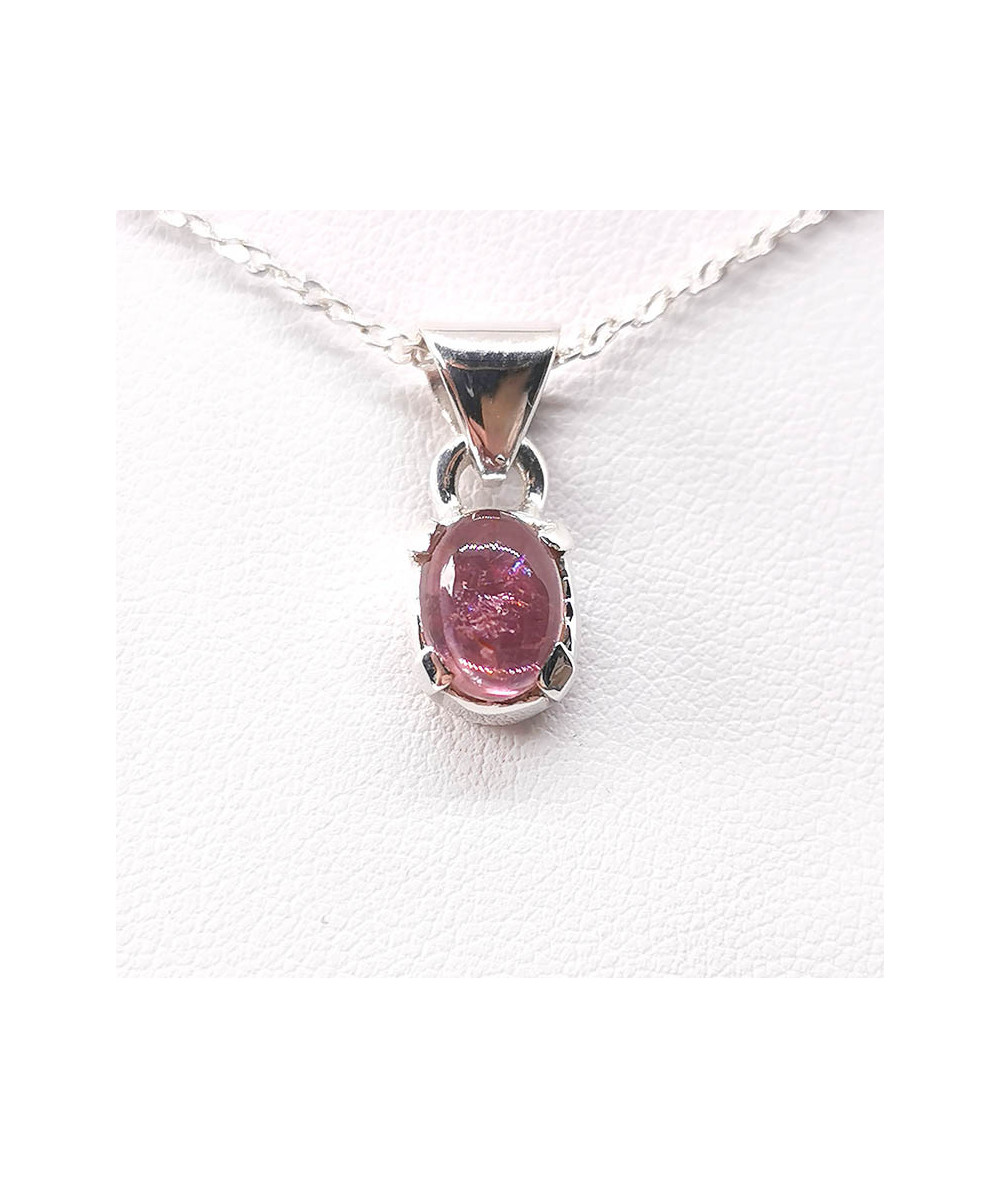 Tourmaline rose ( Rubellite ) - Pendentif Serti Argent