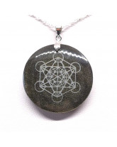 Obsidienne dorée - Pendentif gravé Métatron