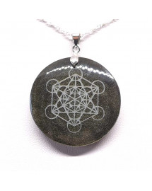Obsidienne dorée - Pendentif gravé Métatron