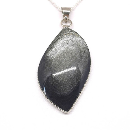 Obsidienne argentée - Pendentif cerclé