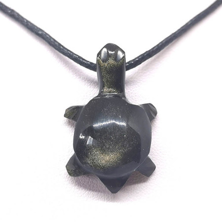 Obsidienne dorée - Pendentif Pierre percée Tortue