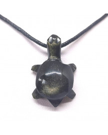 Obsidienne dorée - Pendentif Pierre percée Tortue