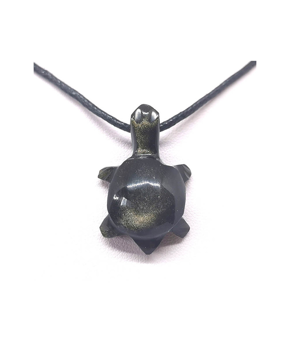 Obsidienne dorée - Pendentif Pierre percée Tortue