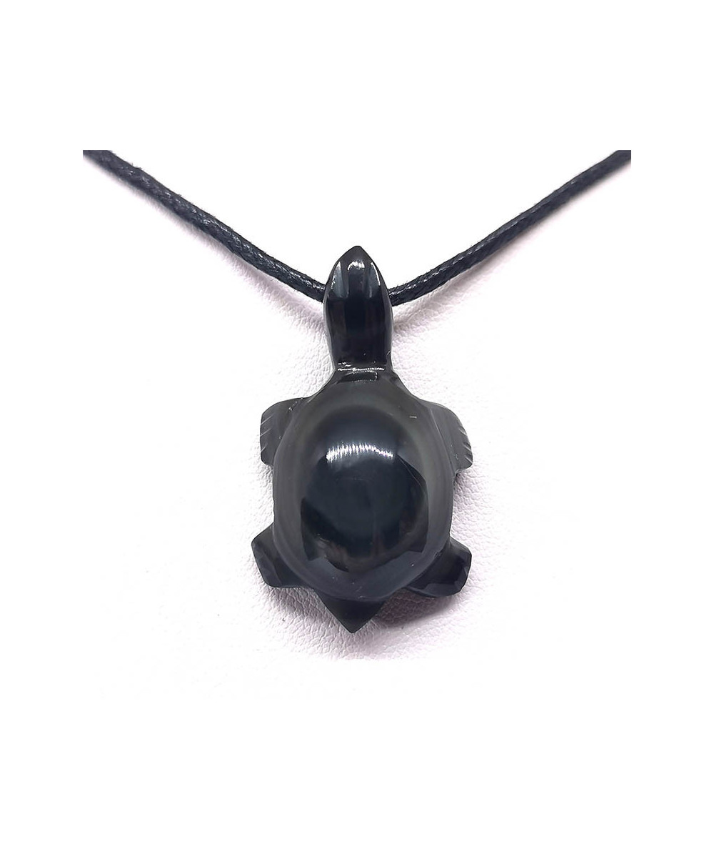 Obsidienne Oeil céleste - Pendentif Pierre Percée Tortue