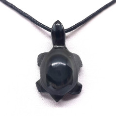 Obsidienne Oeil céleste - Pendentif Pierre Percée Tortue