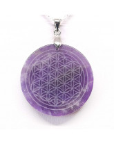 Améthyste & Fleur de Vie - Pendentif bélière