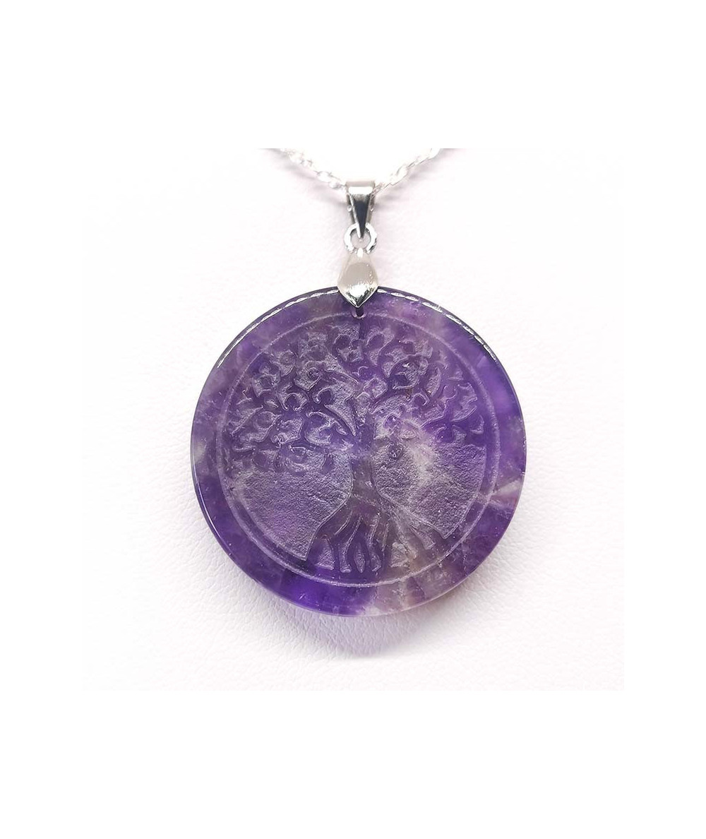 Améthyste & Arbre de Vie - Pendentif bélière