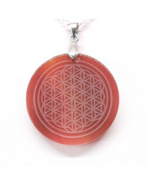 Cornaline & Fleur de Vie - Pendentif Bélière