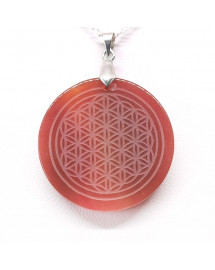 Cornaline & Fleur de Vie - Pendentif Bélière
