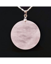 Quartz rose & Fleur de Vie - Pendentif Bélière