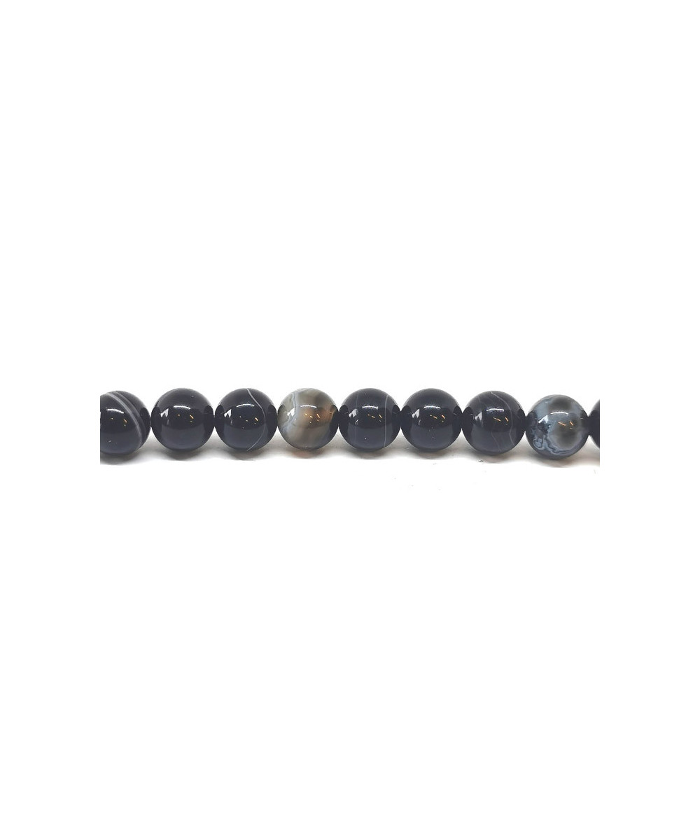 Agate Noire - Fil de Perles