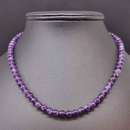 Améthyste - Collier Boules 6mm - Réglable