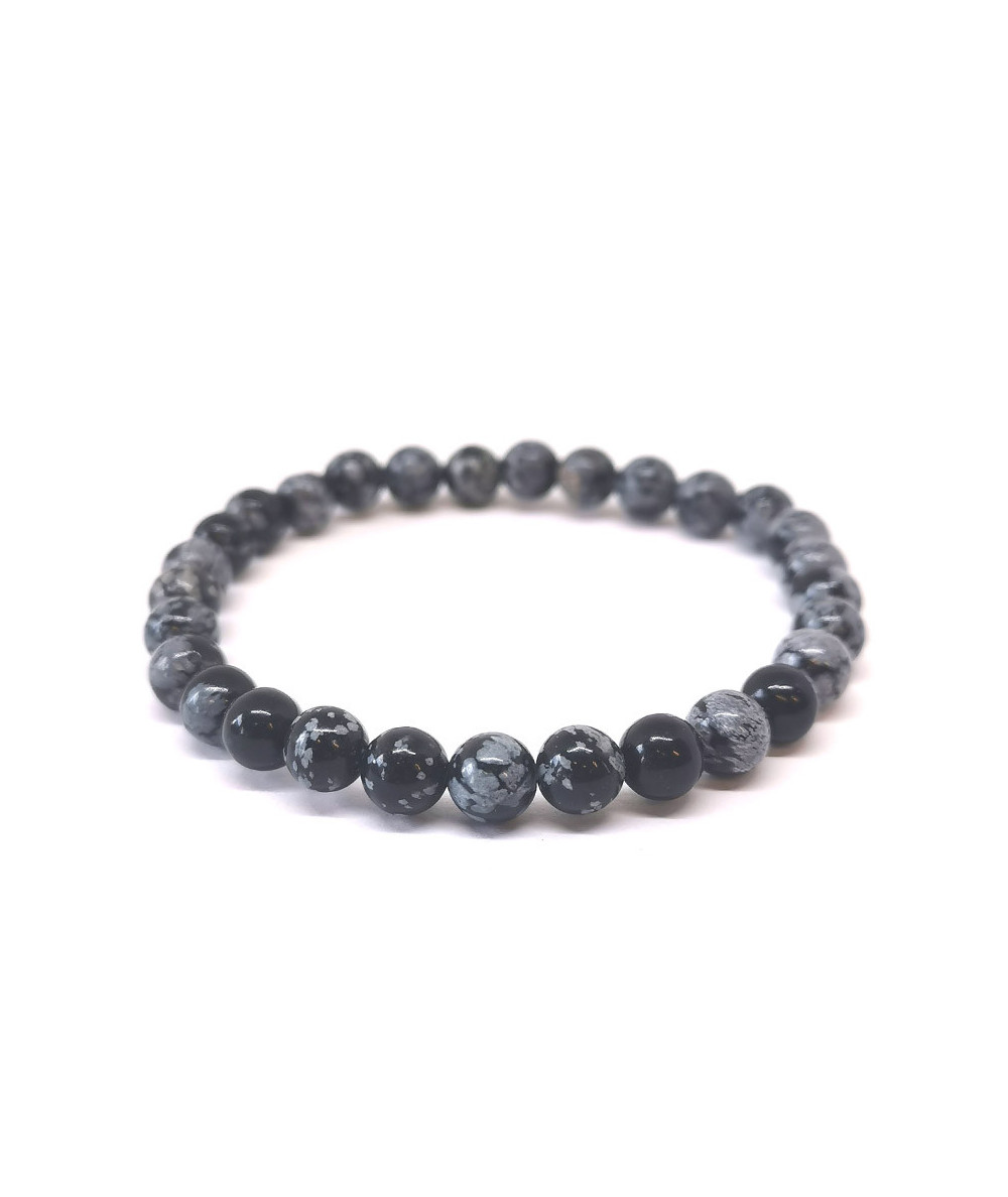 image d'un bracelet en obsidienne flocon de neige
