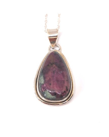 Rubis zoïsite - Pendentif Serti Argent