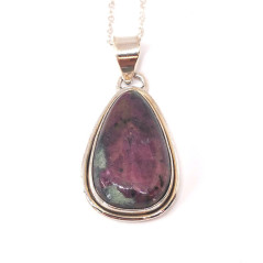 Rubis zoïsite - Pendentif Serti Argent