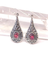Grenat pyrope (rouge) AAA+ - Boucles d'oreilles - Sertis Argent