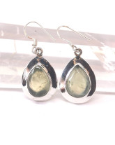 Phrénite (Préhnite) - Boucles d'Oreilles sertis Argent