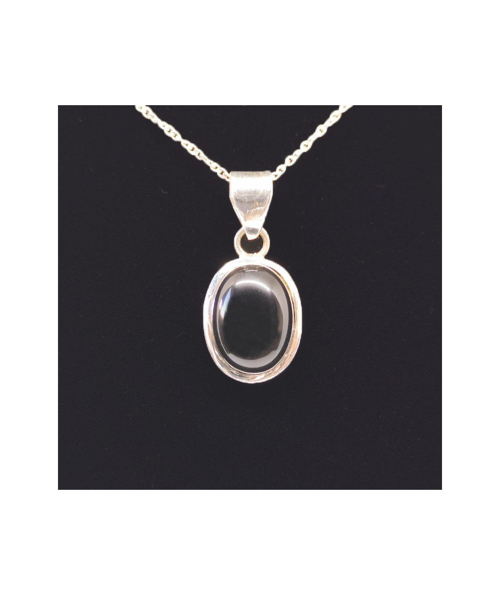 Onyx - Pendentif Serti Argent