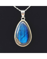 Labradorite extra bleue - Pendentif serti argent qualité joaillerie