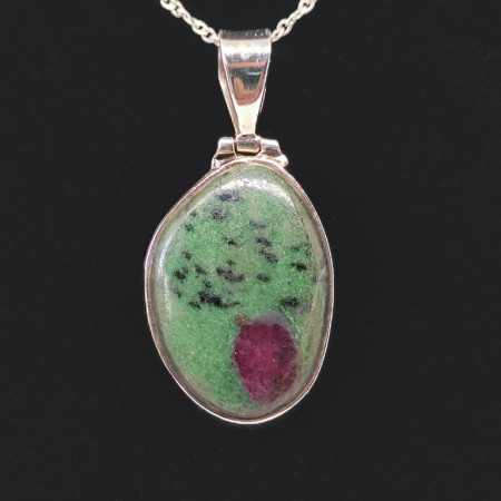 Rubis zoïsite - Pendentif Serti Argent