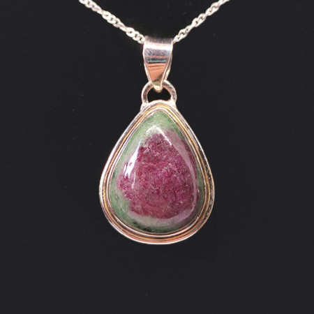Rubis zoïsite - Pendentif Serti Argent