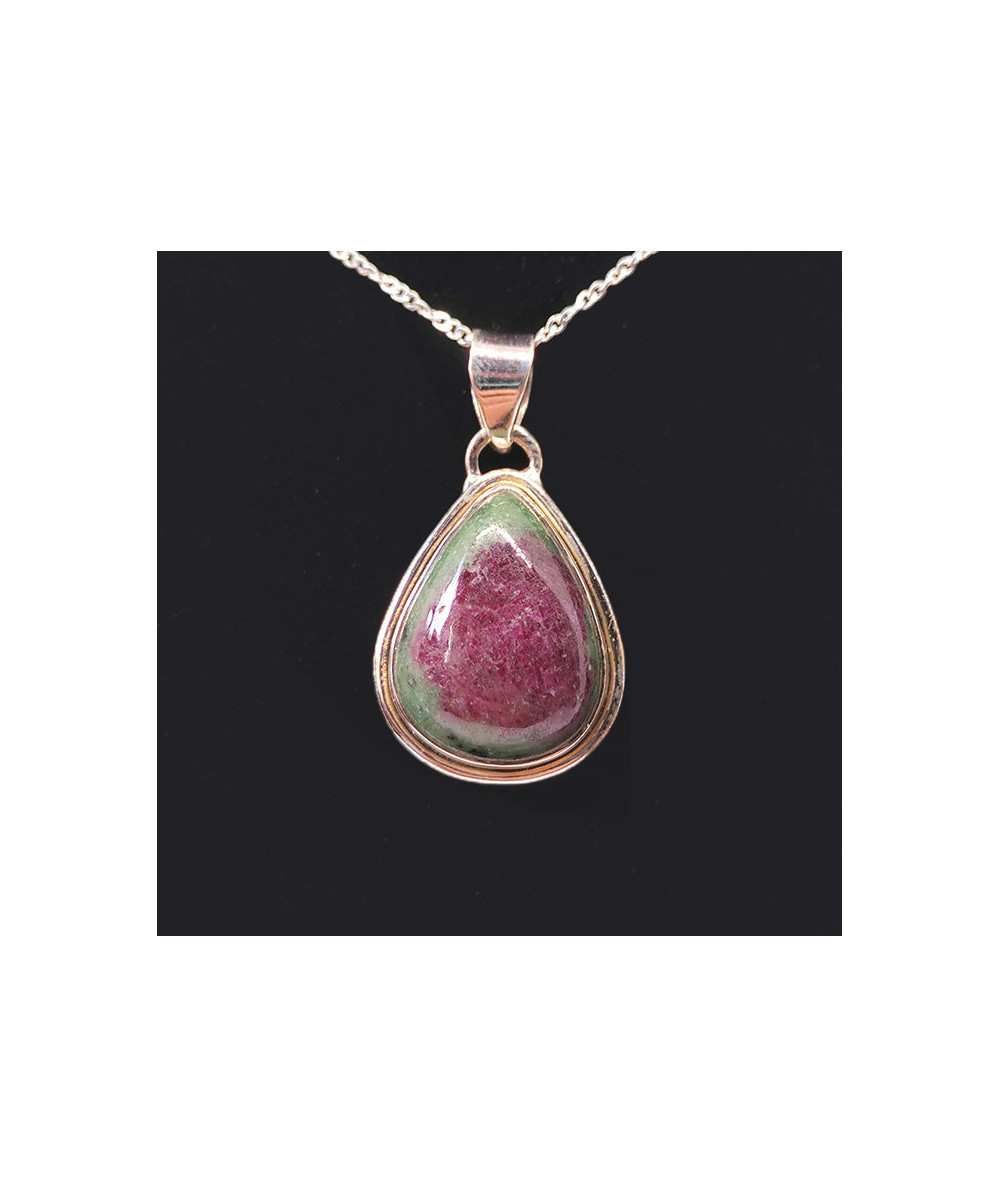 Rubis zoïsite - Pendentif Serti Argent