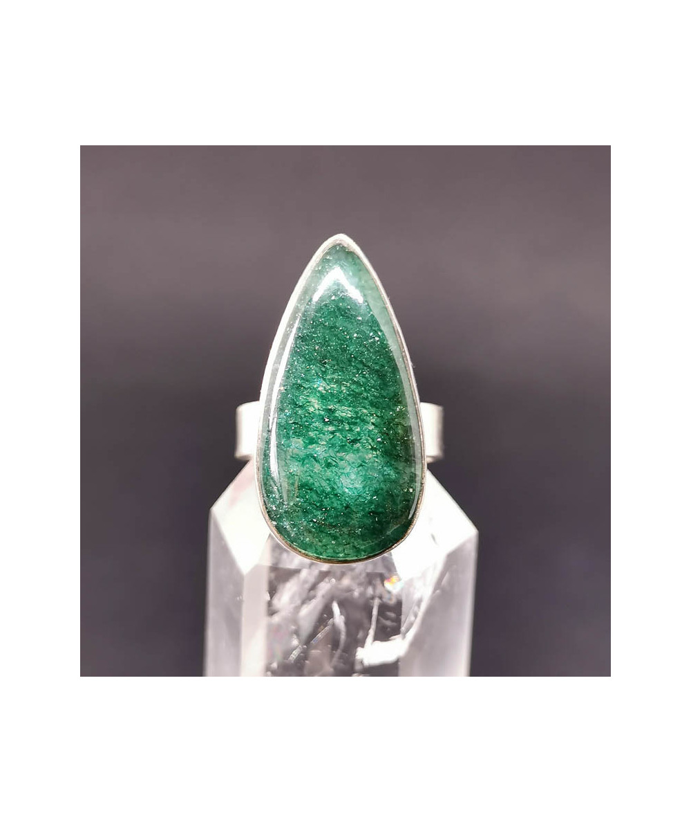 Aventurine verte - Bague Sertie Argent