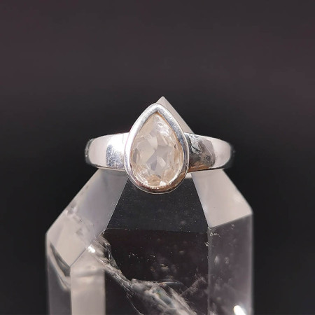 Cristal de roche - Bague serti Argent