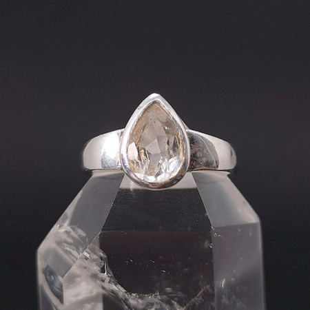 Cristal de roche - Bague serti Argent