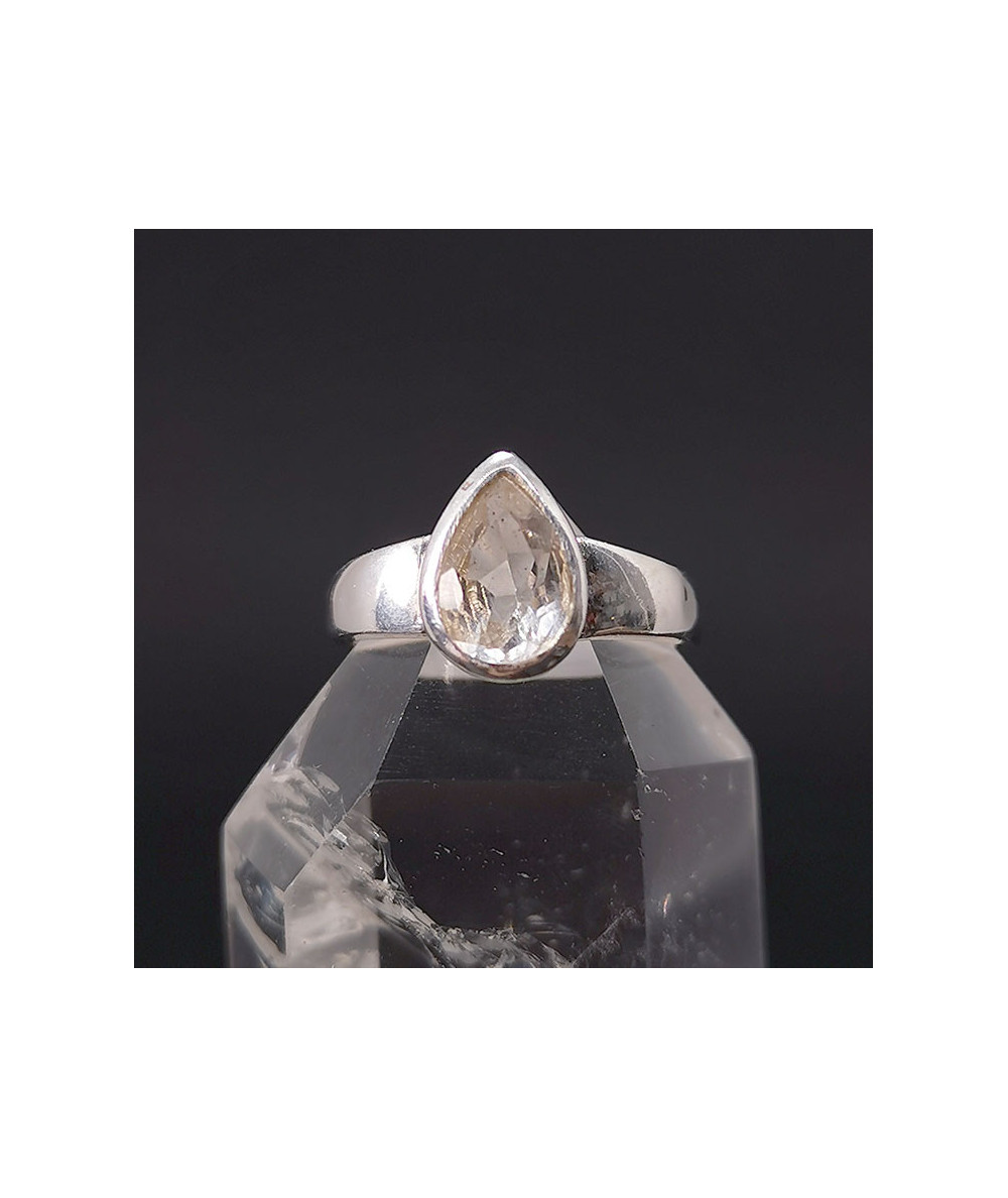 Cristal de roche - Bague serti Argent