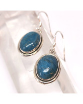 Apatite bleue - Boucles d'Oreilles serties Argent