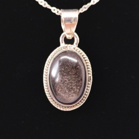 Obsidienne argentée - Pendentif Serti Argent