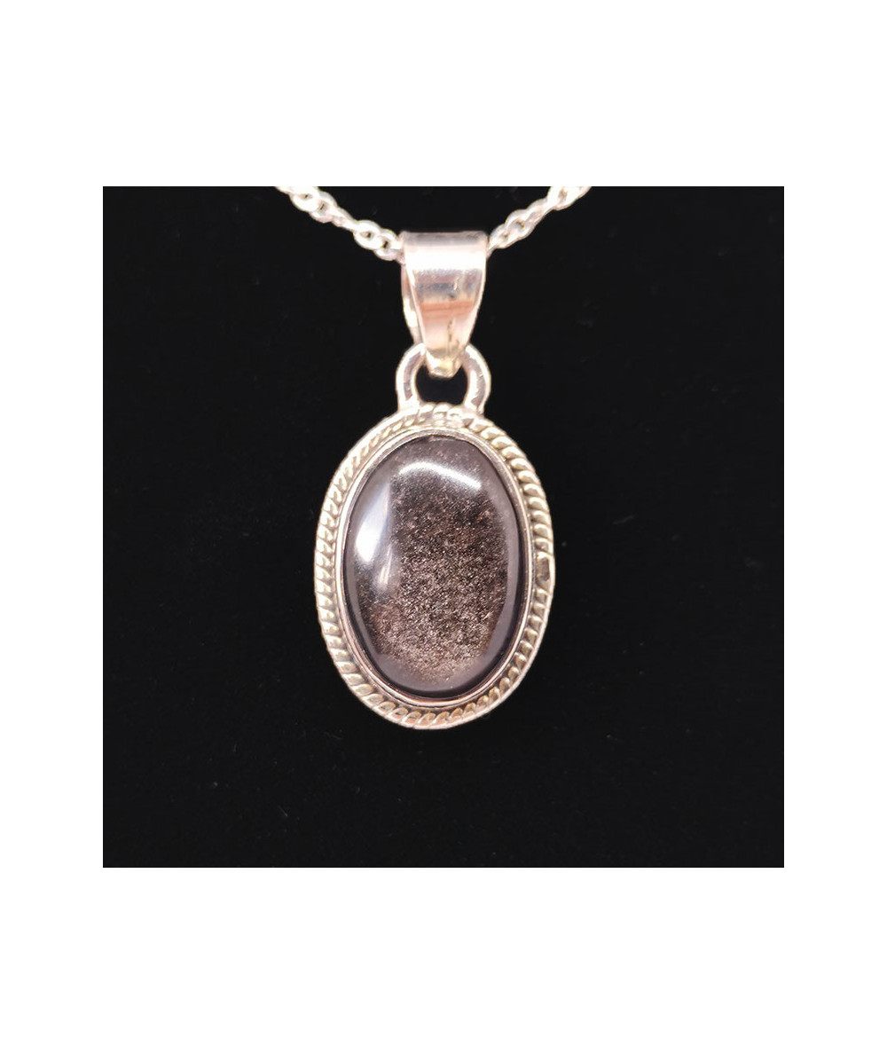 Obsidienne argentée - Pendentif Serti Argent