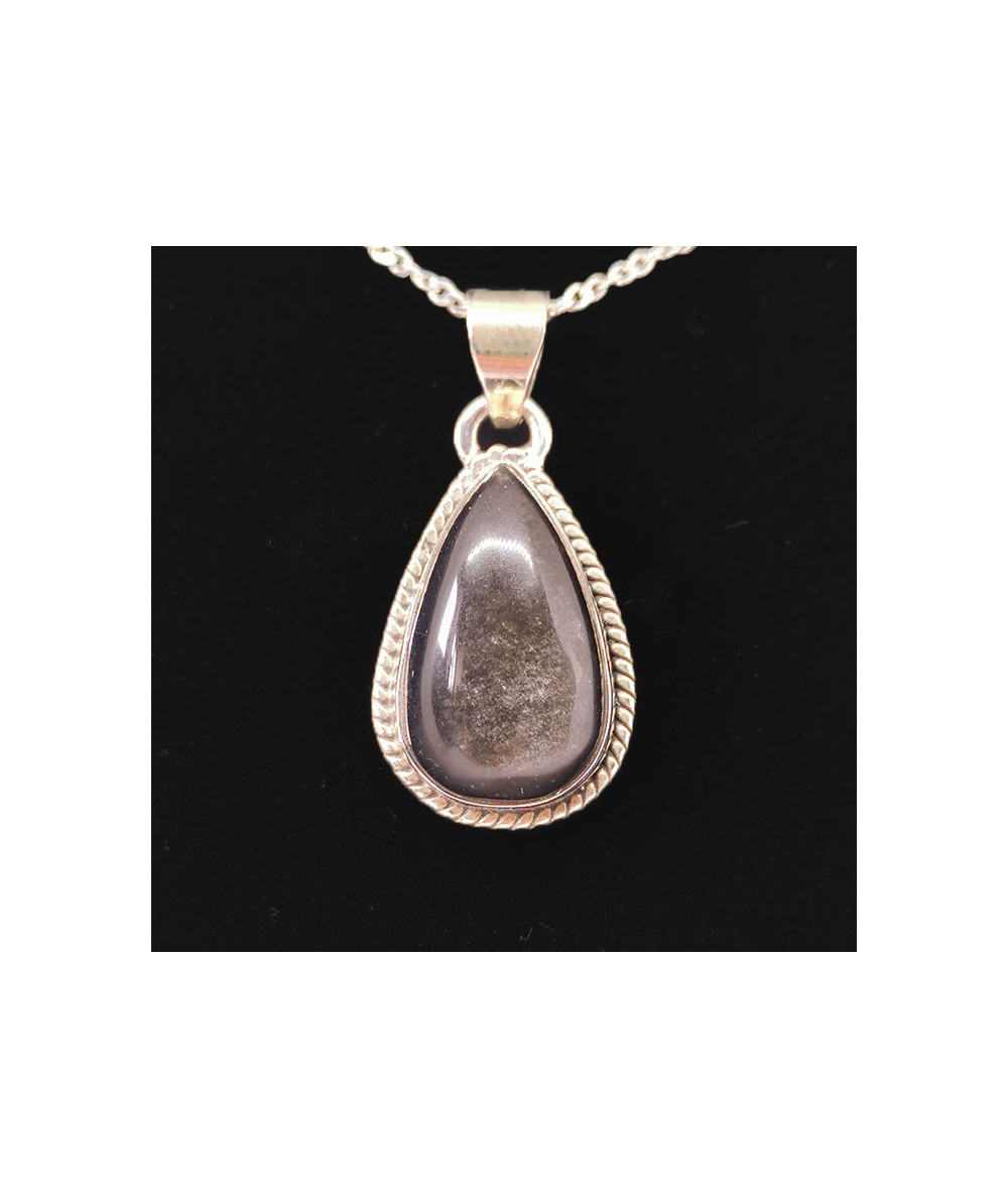 Obsidienne argentée - Pendentif Serti Argent