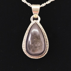 Obsidienne argentée - Pendentif Serti Argent