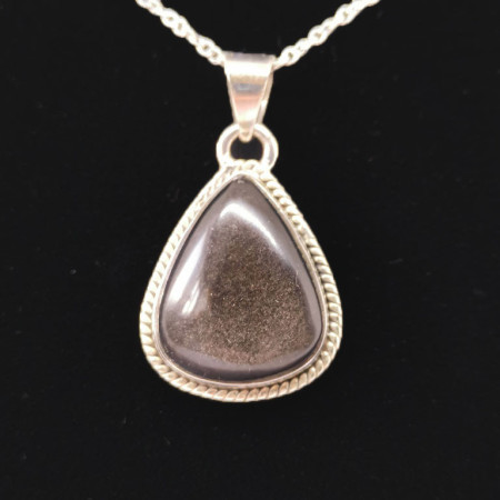 Obsidienne argentée - Pendentif Serti Argent