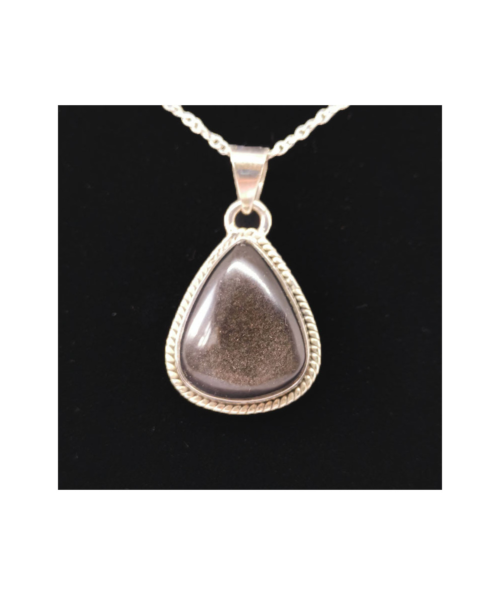 Obsidienne argentée - Pendentif Serti Argent