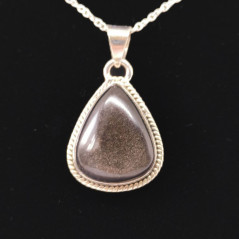 Obsidienne argentée - Pendentif Serti Argent