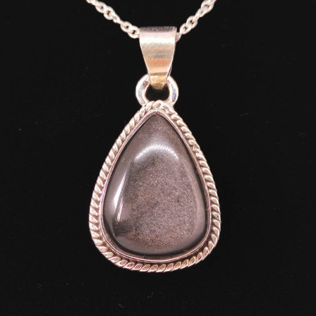 Obsidienne argentée - Pendentif Serti Argent