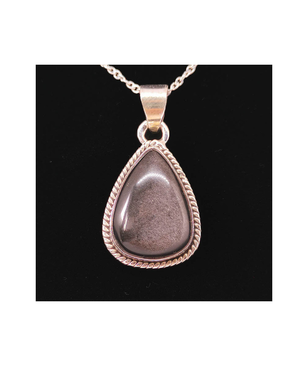 Obsidienne argentée - Pendentif Serti Argent