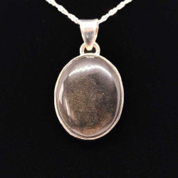 Obsidienne dorée - Pendentif Serti Argent