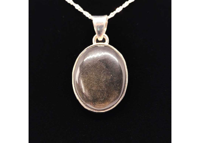 Obsidienne dorée - Pendentif Serti Argent