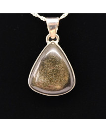 Obsidienne dorée - Pendentif Serti Argent